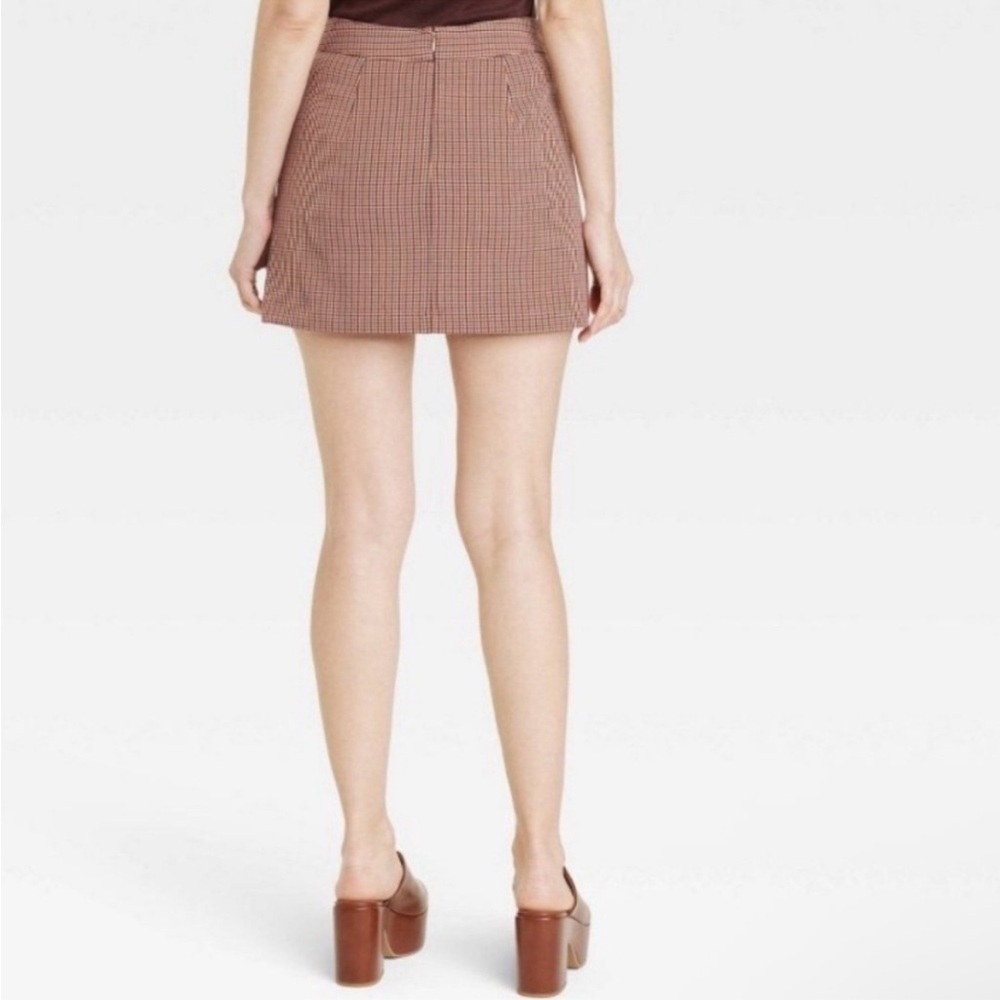 a new day | Brown Checkered Mini Skirt | Size XS - Picture 2 of 4
